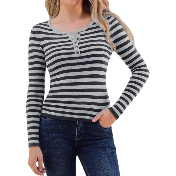 Womens Striped Sweater Wool Blend Long Sleeve Pullover Casual Layering - Picture 1 of 6